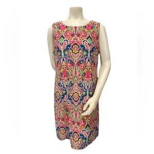 Tommy Hilfiger Multicolor Paisley Sleeveless Shift Dress Size 16